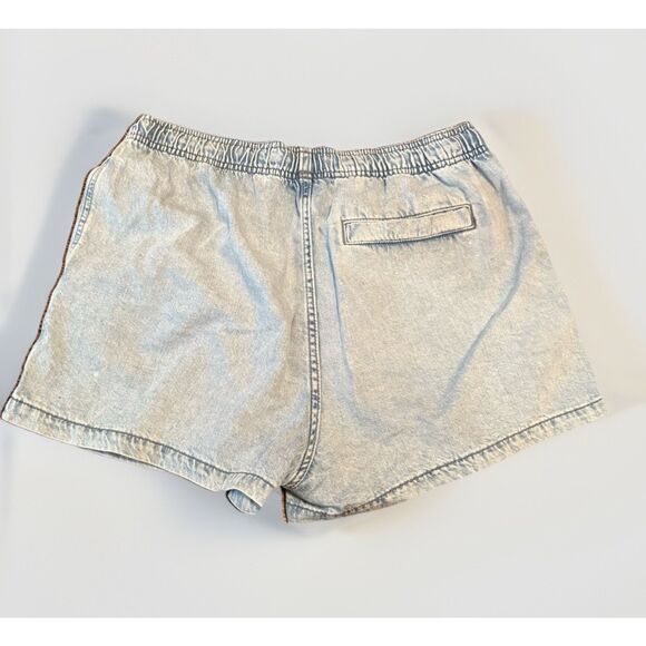 Zara womens pull-on denim relaxed jogger shorts elastic waist sz Large Light Blu - Picture 2 of 6